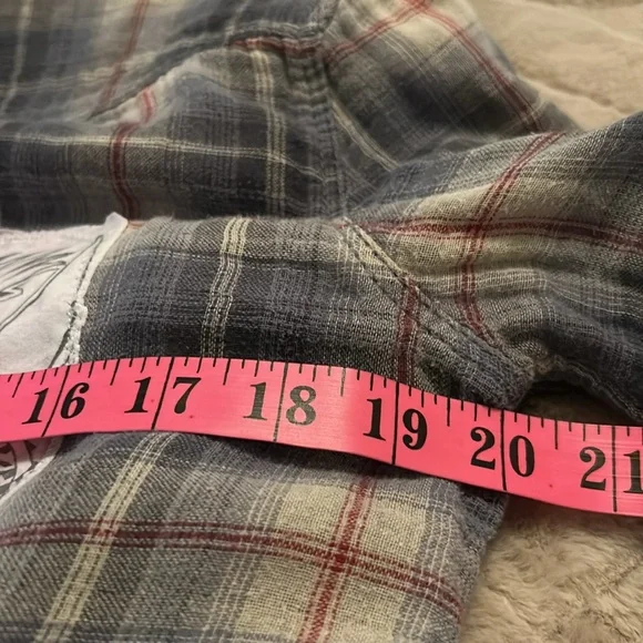 #1129 AC DC Plaid Button-Up Shirt - Picture 9 of 11